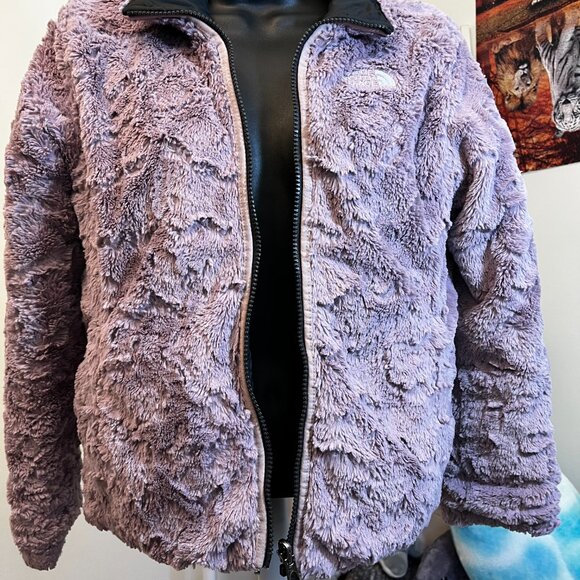 North Face Reversible Lilac Fleece Jacket Medium Girls 10-12 - Picture 1 of 8